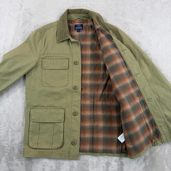 J.CREW Other - J Crew Barn Chore Canvas Jacket Men Small Corduroy Collar Flannel Lined NWOT